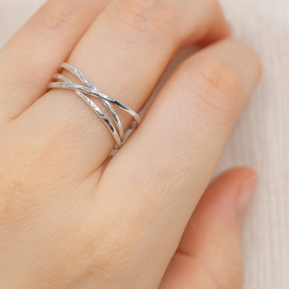Sterling Silver Fidget Ring – Anxiety Spinner Ring – Minimalist Trinity Ring - Picture 3 of 4